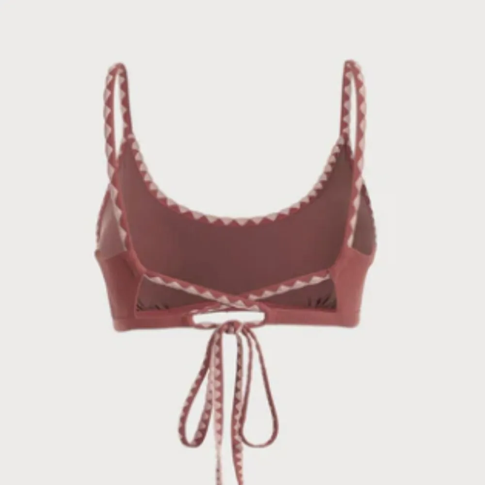 BERLOOK Tie Back Scoop Bikini Top AND Contrast Stitch Bikini Bottom 22 Red Size L - Image 6