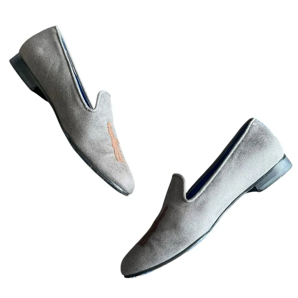 Hadleigh’s Women’s Audrey Gray Cobalt Blue Logo Smoking Slipper Loafer Size 37.5 - Image 10