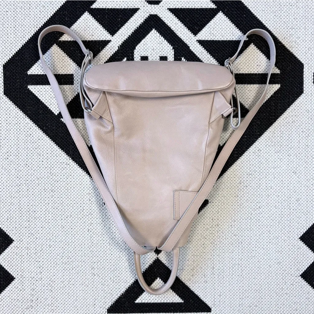 Garnet Hill Lucca Leather Backpack in Light Taupe/Beige - Image 6