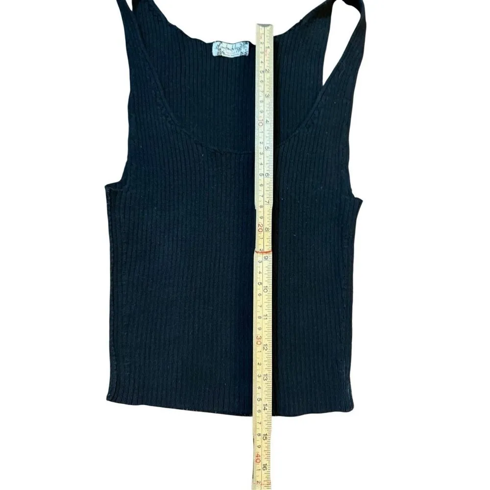 Free People Intimately Free Black Ribbed Cropped Tank Sz XS - Image 4