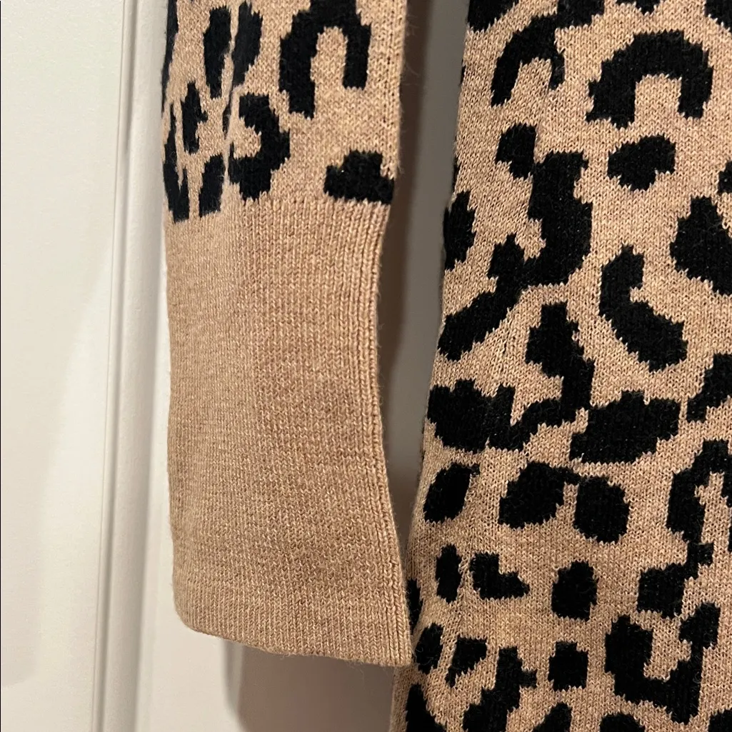 Yet Again Leopard Print Open Front shawl‎ collar Cardigan Sweater medium - Image 5