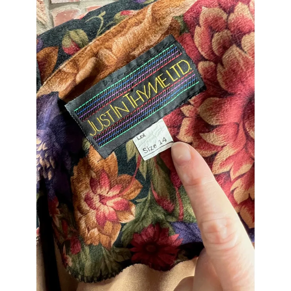 blazer floral boxy boyfriend mustard mauve purple 1980s Pink Size 14 - Image 11