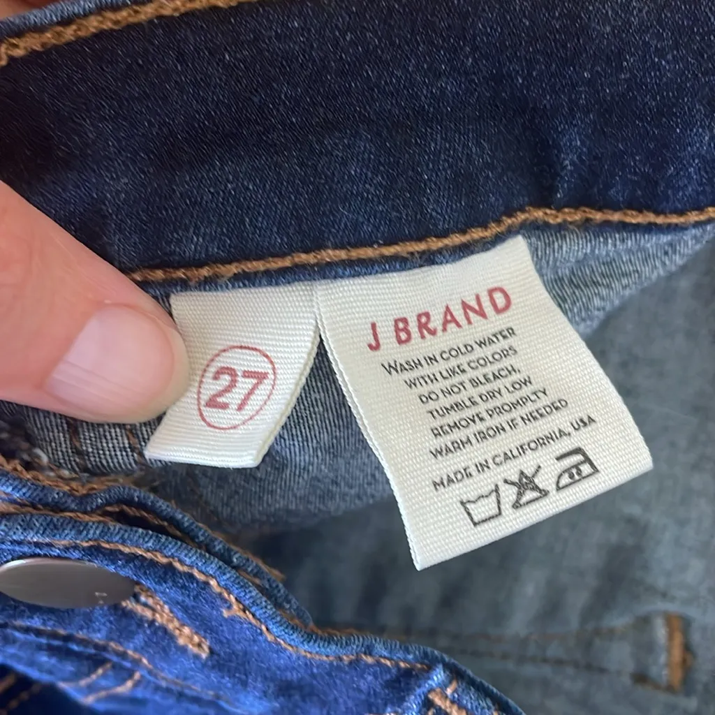 J Brand Starless Skinny Jeans Blue Dark Wash Size 27 Stretch Mid Rise Comfy - Image 5