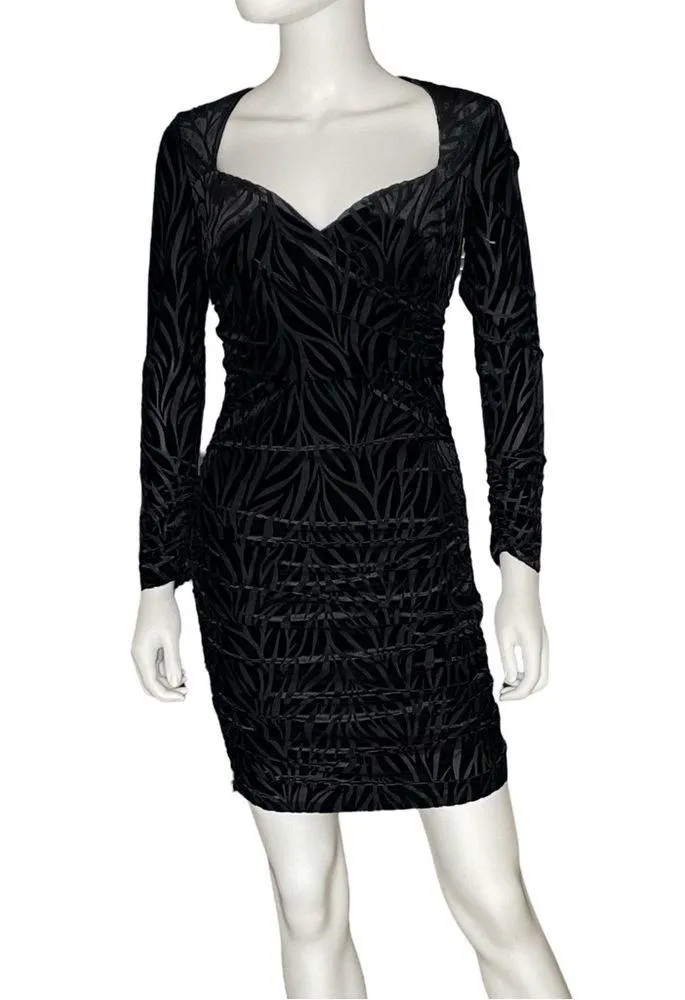 Donna Morgan Women's Long Sleeve Sweetheart Shirred Mini Dress Black Sz 2 - Image 2