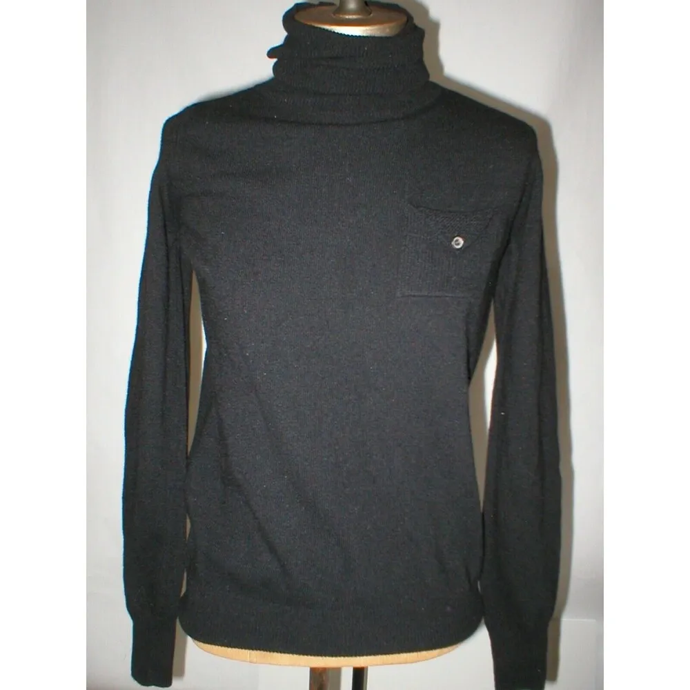 NWT New Womens XS Designer See By Chloe Black Cashmere Wool Sweater Turtleneck - Image 9