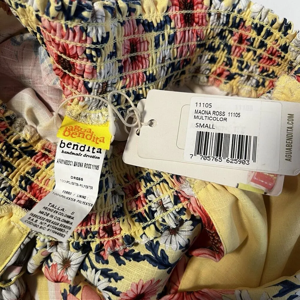 NEW Agua Bendita Sz S Maona Ross Mini Halter Tiered Dress in Multicolor Floral - Image 10