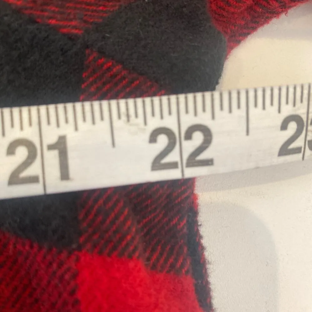 Madewell Red & Black Plaid Flannel High Low Button Down Shirt EUC Sz Sm Cotton - Image 7