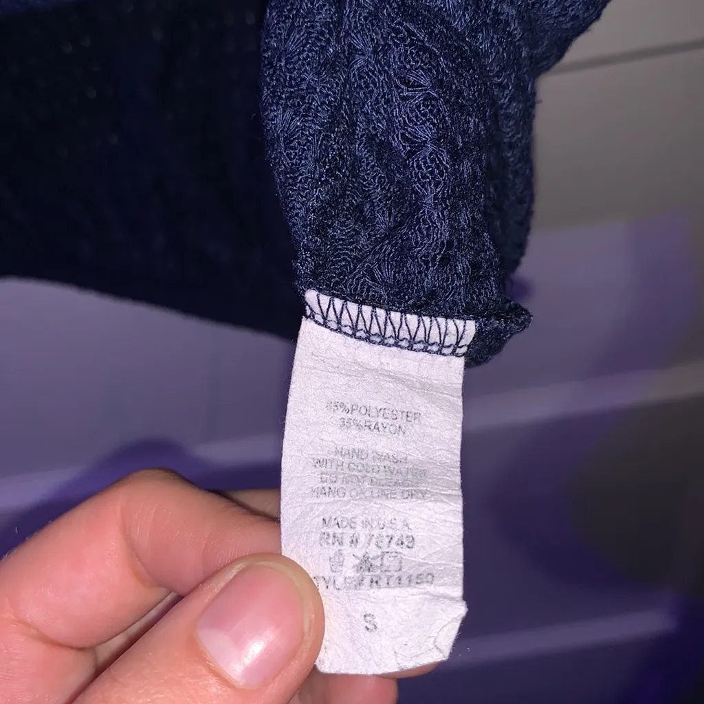 Wet Seal Navy Blue Loose Knit See Through Top - Image 3