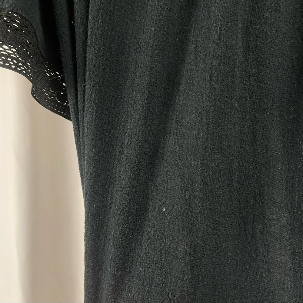 Vintage Sears Large 70's Muslin Lace Cottagecore Tiered Ruffle Maxi Dress Boho Black - Image 4