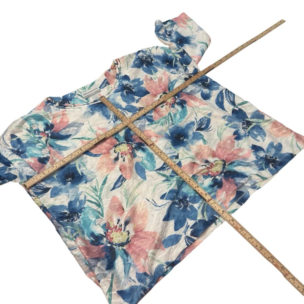 Alfred Dunner Petite XL Multicolor Floral Textured Blouse 3/4 Sleeve in GUC White Size undefined - Image 8