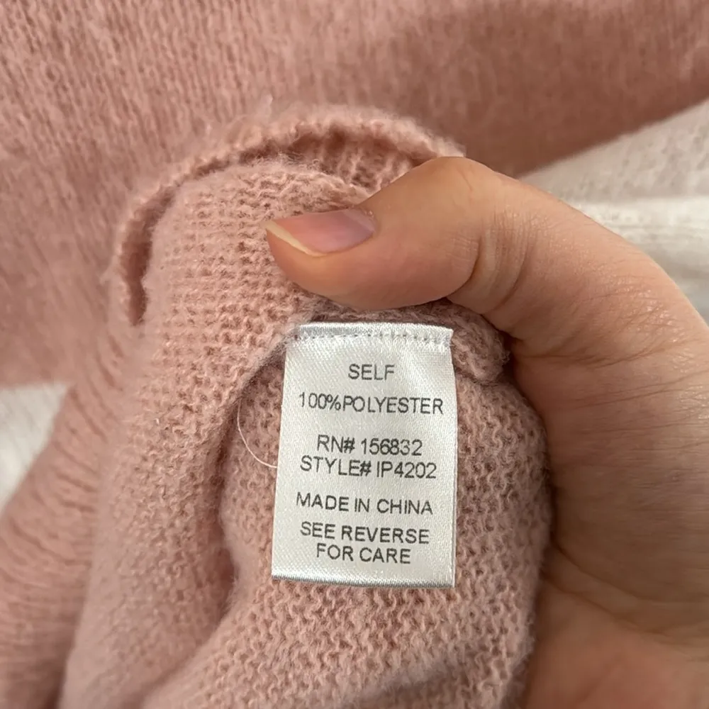 Bibi soft fuzzy striped relaxed Crewneck sweater size S Pink - Image 9