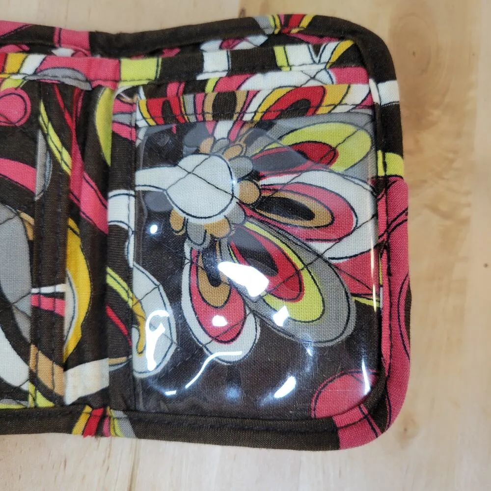 Vera Bradley Punicci Tri-Fold Wallet Womens 5" Quilted Fabric Retro Floral Soft - Image 11
