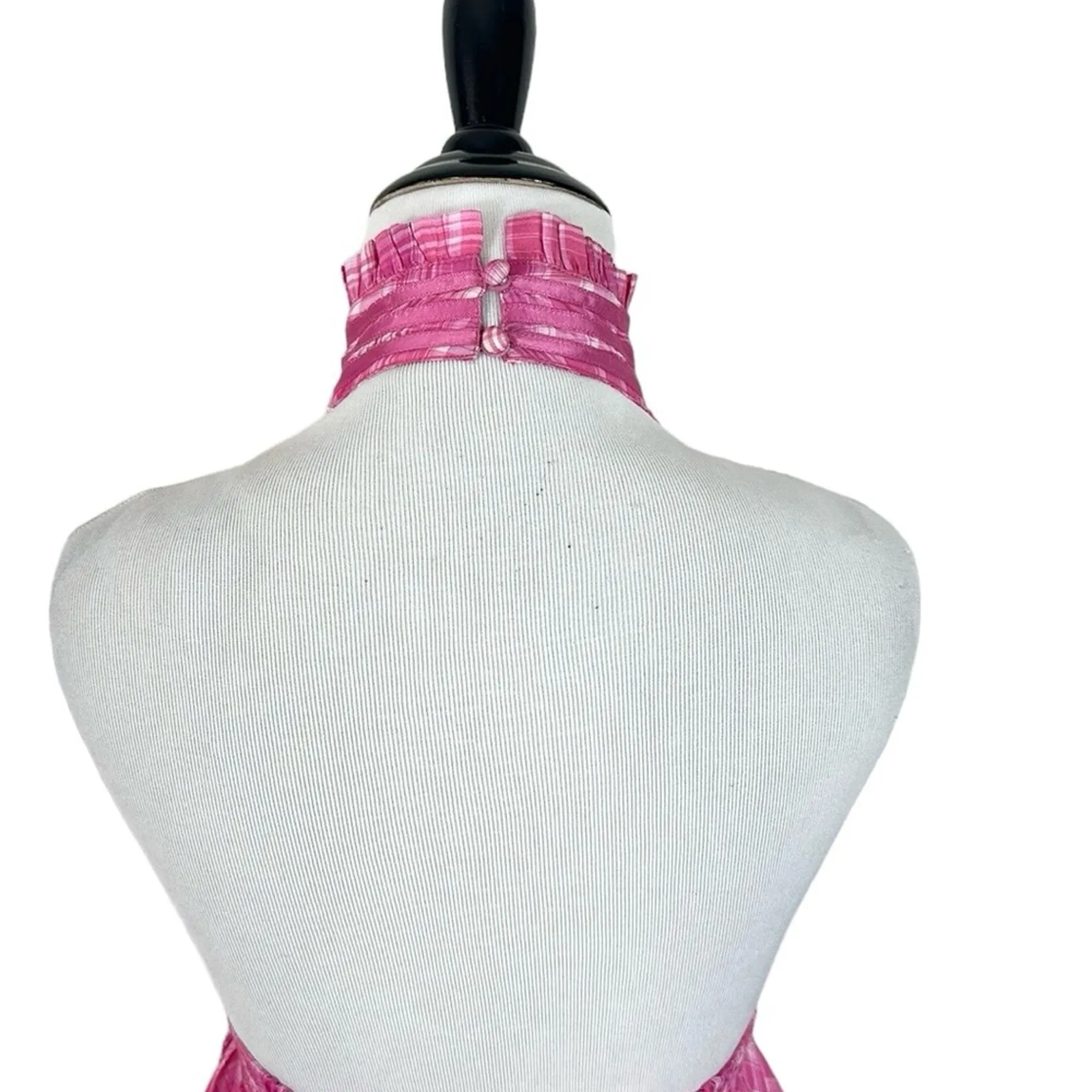 Aje Bungalow Sienna Gingham Halter Neck Maxi Dress Gown Pink AU Size 6 US Size 2 - Image 13