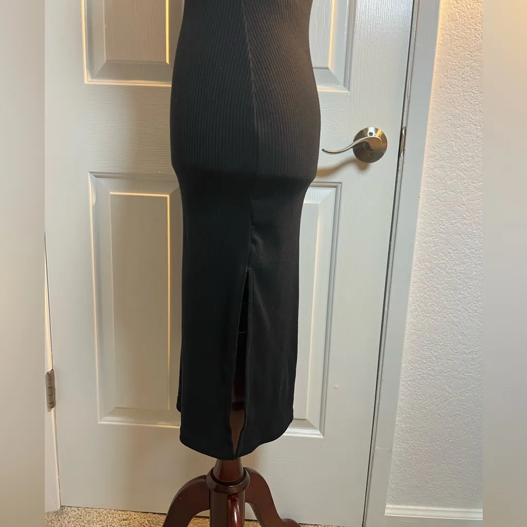 Crescent  Black Sheath Midi Dress‎ Spaghetti Strap - Image 6