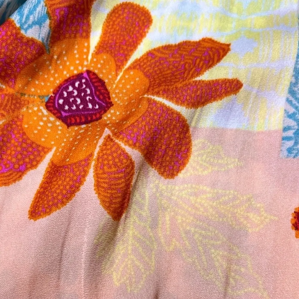 FREE PEOPLE Tropical Floral Surplice Sleeveless Top w Adjustable Shoulder Ties - Image 4