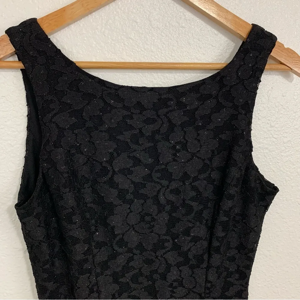 Speechless Black Glitter Floral Lace Skater Dress Size 7 NWT - Image 3