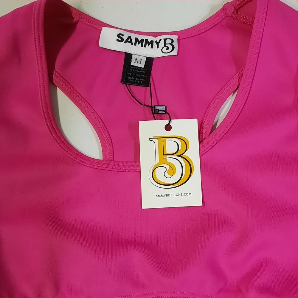 Sammy B Workout Top Womens Size Small Pink Racerback Cropped Activewear - Image 5