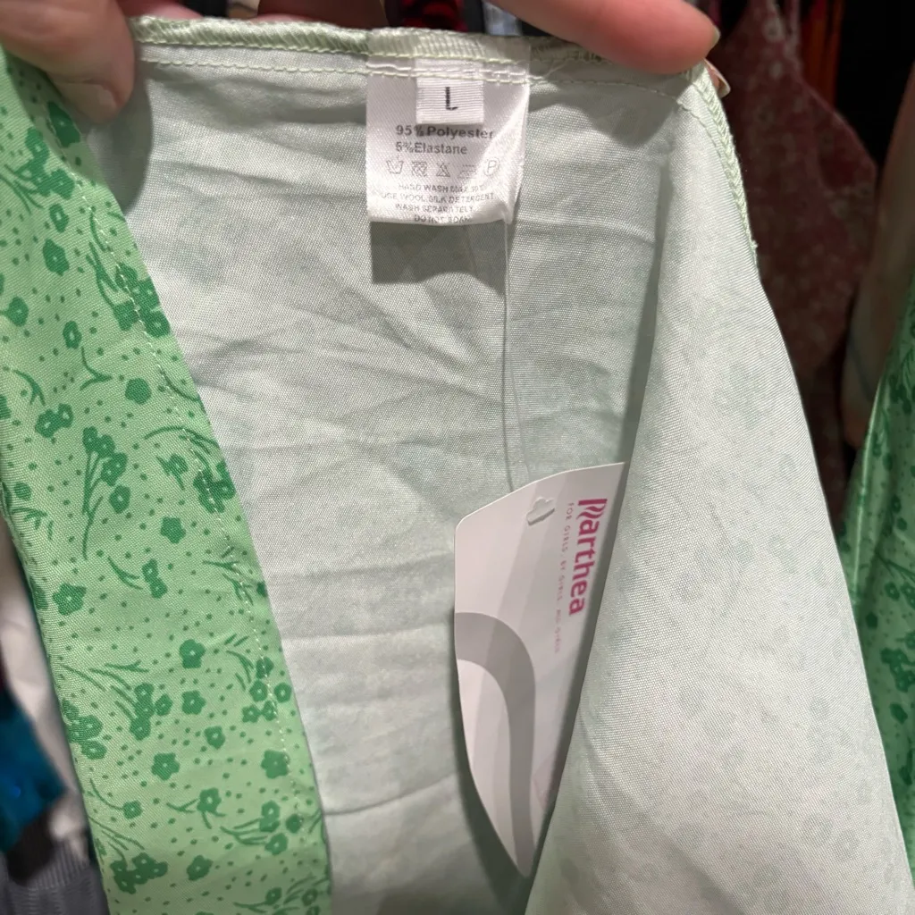 Marthea NWT Green Puff Sleeve Floral Peasant Dress Size L Size L - Image 3