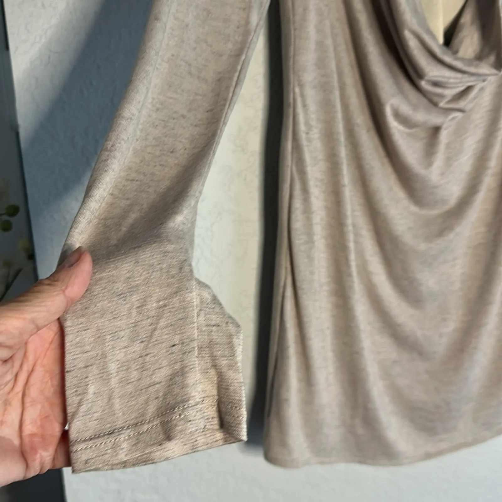 Heather Silk Modal Long Sleeve Cowl Neck T - Image 3