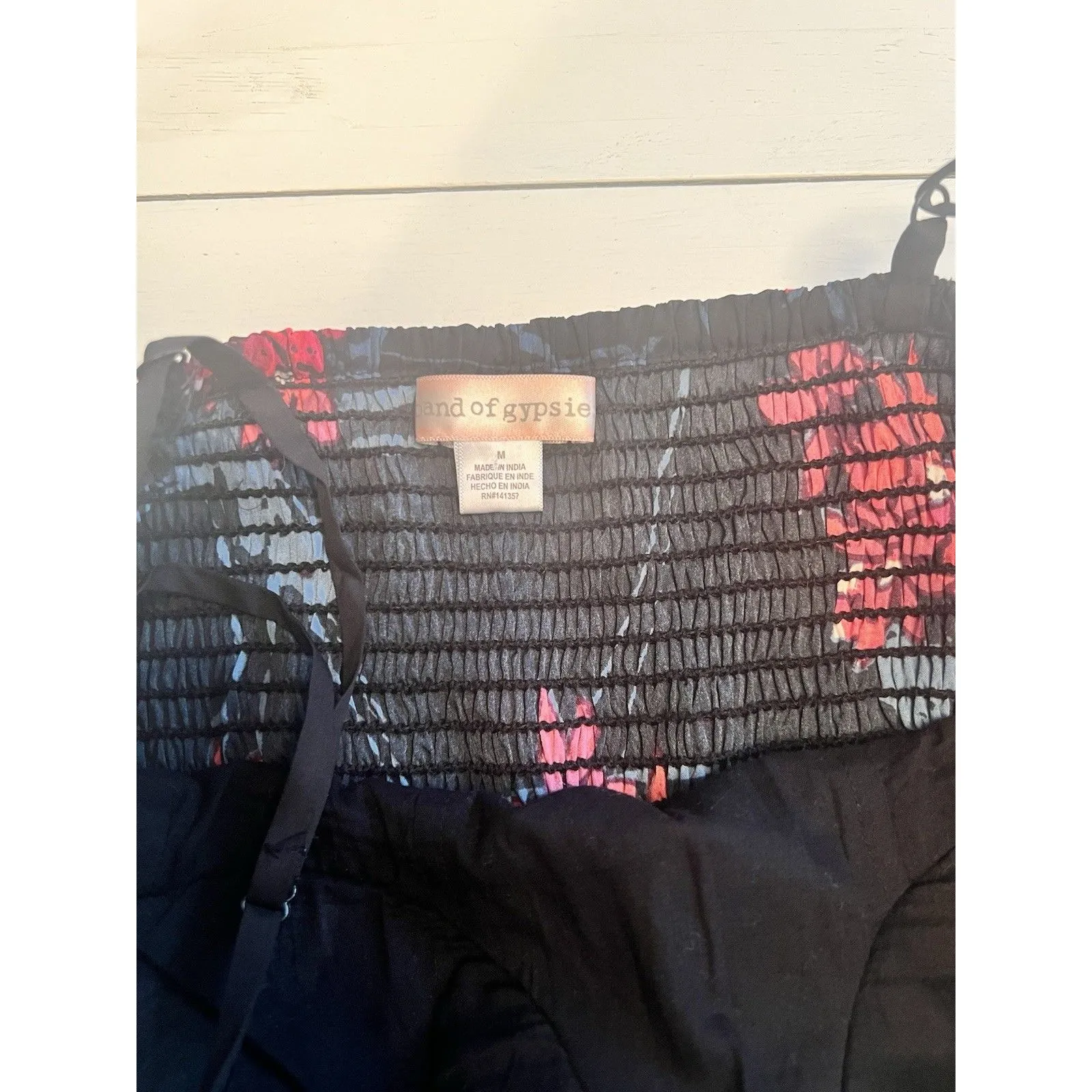 Band Of Gypsies Floral Black Red Bustier Wide Leg‎ Jumpsuit Medium - Image 6