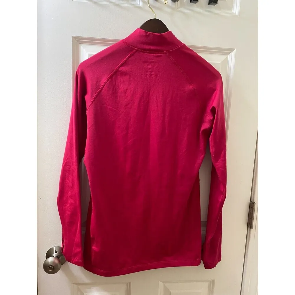 NIKE DRI-FIT Pink Long Sleeve Turtleneck Shirt Top Sz L Fuchsia Thumb Hole - Image 8