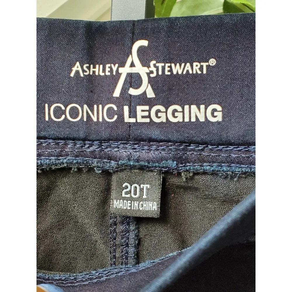 Ashley Stewart Women's Solid Blue Cotton Mid Rise Skinny Fit Leggings Size 20T - Image 6