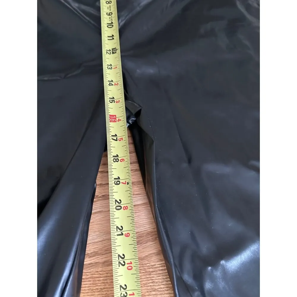 Boohoo Black Faux Leather Pants High Waist Size 16 Split Hem Western Fashion NWT - Image 15