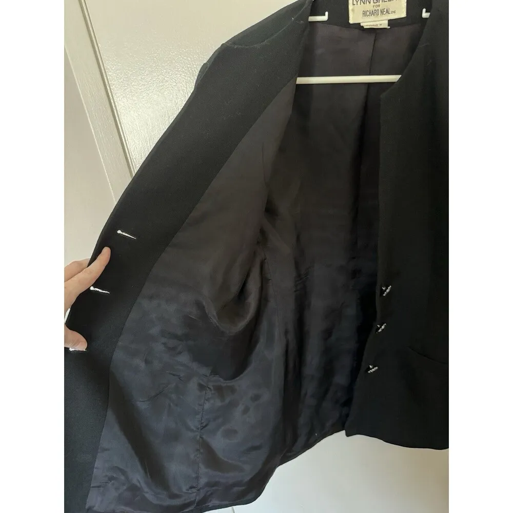 Vintage Lynn Greene for Richard Neal Jacket Women Size 12 Wool Dyed Blue Fox Fur - Image 6