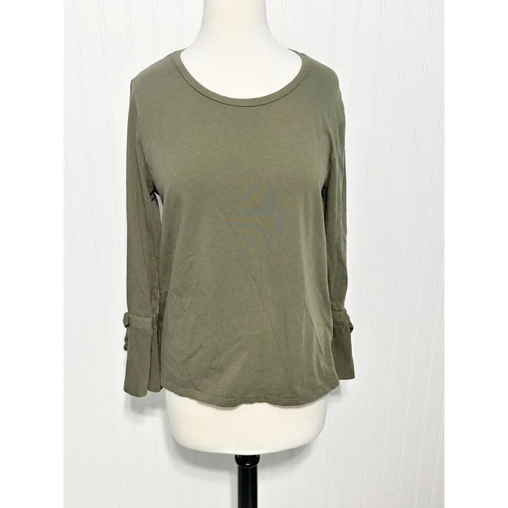 August Silk Women's Crew Neck Tie Sleeve Pullover Top‎ Olive Green Size Large - Image 10