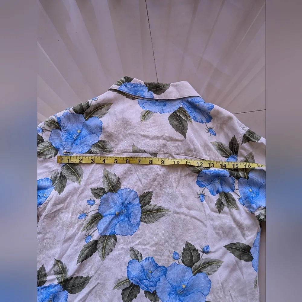 Caribbean Joe Women's Hawaiian Shirt Tropical Floral Sheer Rayon Size M Button - Image 10