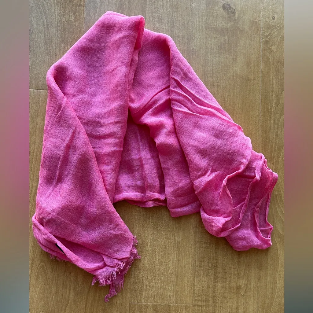 J. Crew Pink Raw Hem Lightweight Decorative Scarf - Image 13