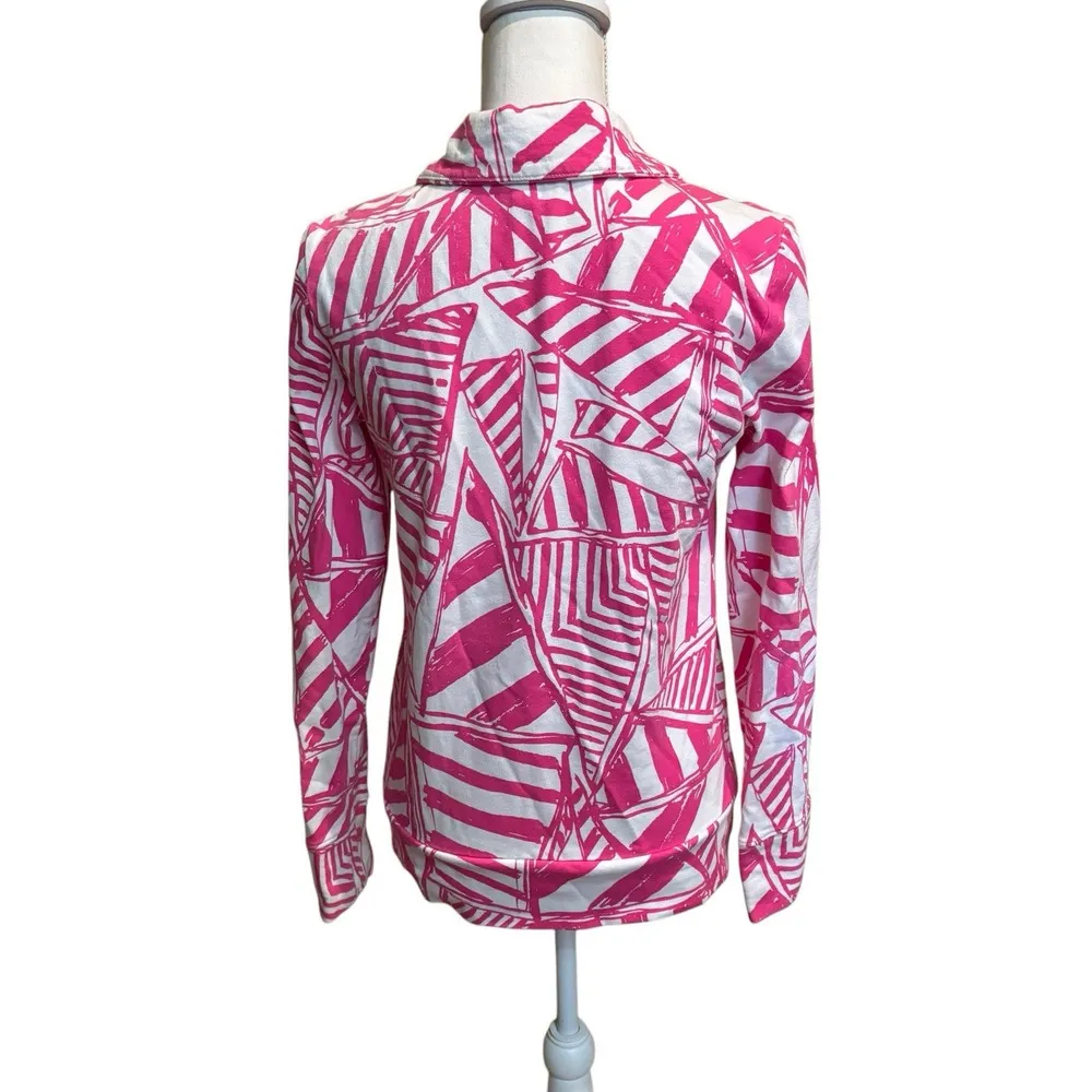 Lilly Pulitzer Size Small Leona Full Zip Sweatshirt Jacket Yacht Sea Capri Pink‎ - Image 2