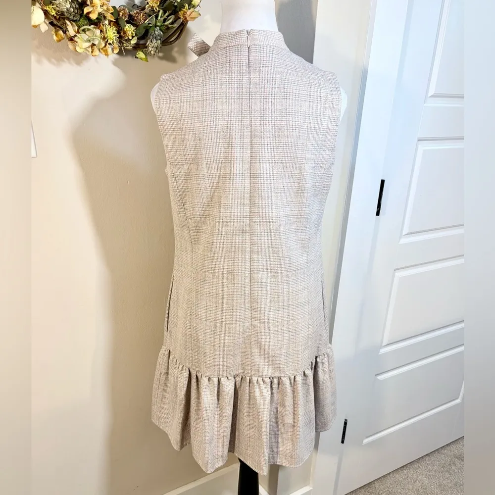 GAL MEETS GLAM Philippa Bow Neck Femme Plaid Drop Waist Flounce Dress Sz 4🧡 - Image 6