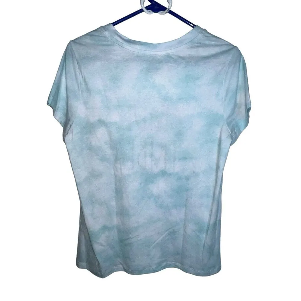 Rae Dunn Womens Medium Short Sleeve‎ Tshirt Bride Tribe Blue Tie Dye Scrunchie - Image 2