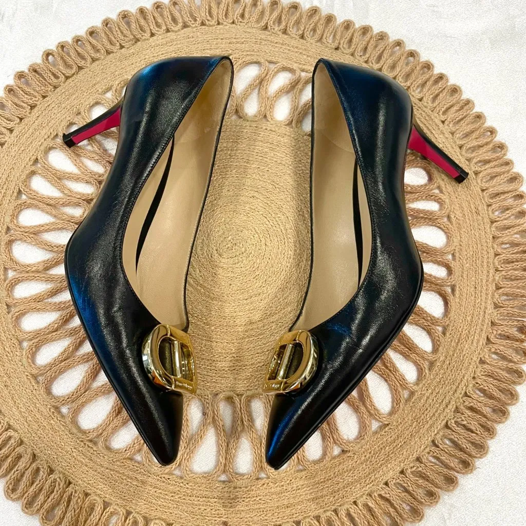 Dee Ocleppo Dee Office Party Logo Pump Black Leather Size EU 38 - Image 5