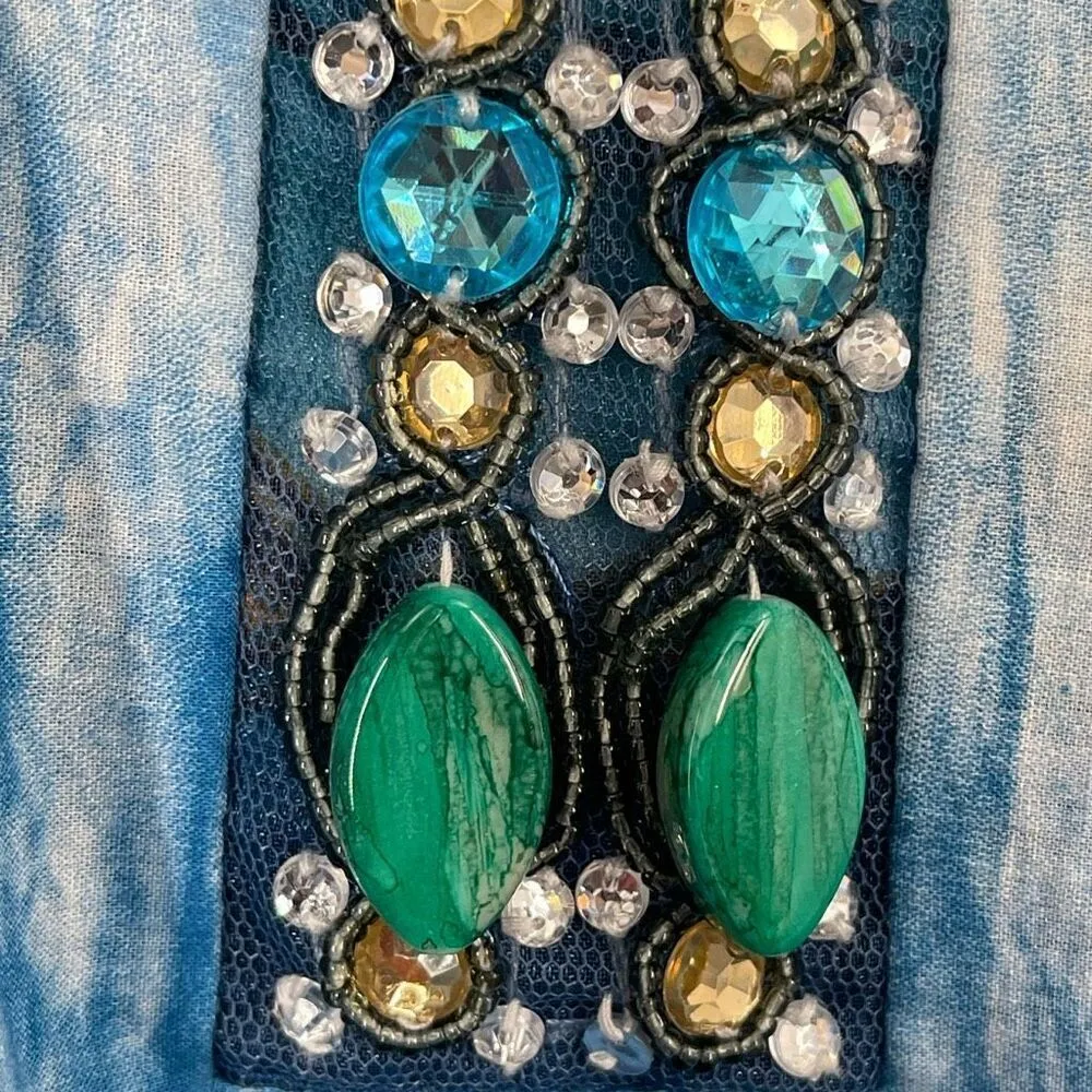 Dressbarn size large boho tie died tunic beaded neckline. - Image 5