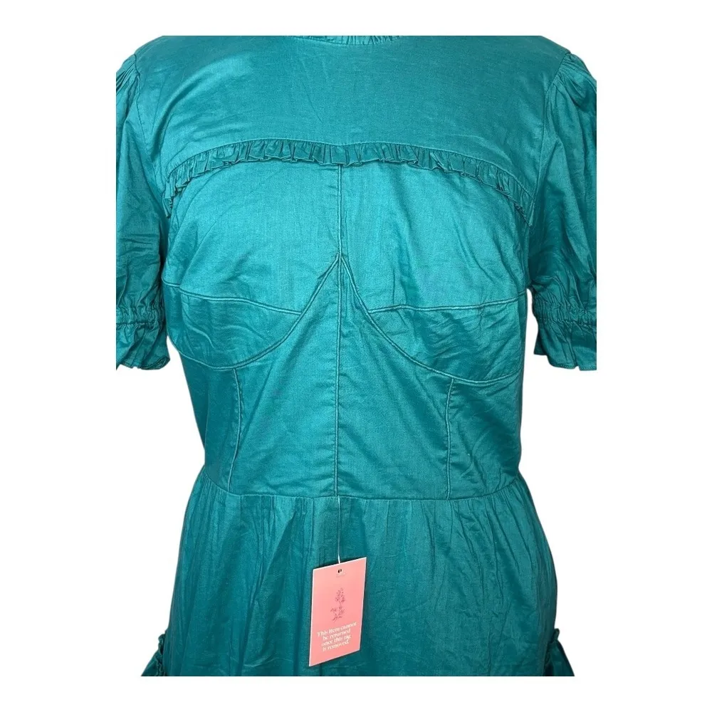 Ivy City Co. Merida Ruffle Dress Puff Sleeve Tiered Teal Green Women Size XL New - Image 6