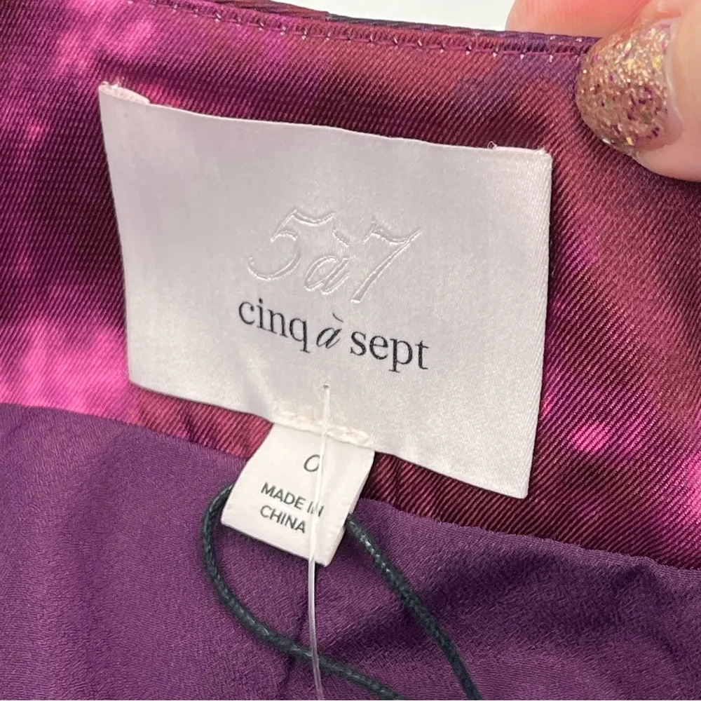 Cinq A Sept Ryder Tie Dye Side Tie Mini Skirt Womens SZ 0 Pink Purple *TINY FLAW - Image 3
