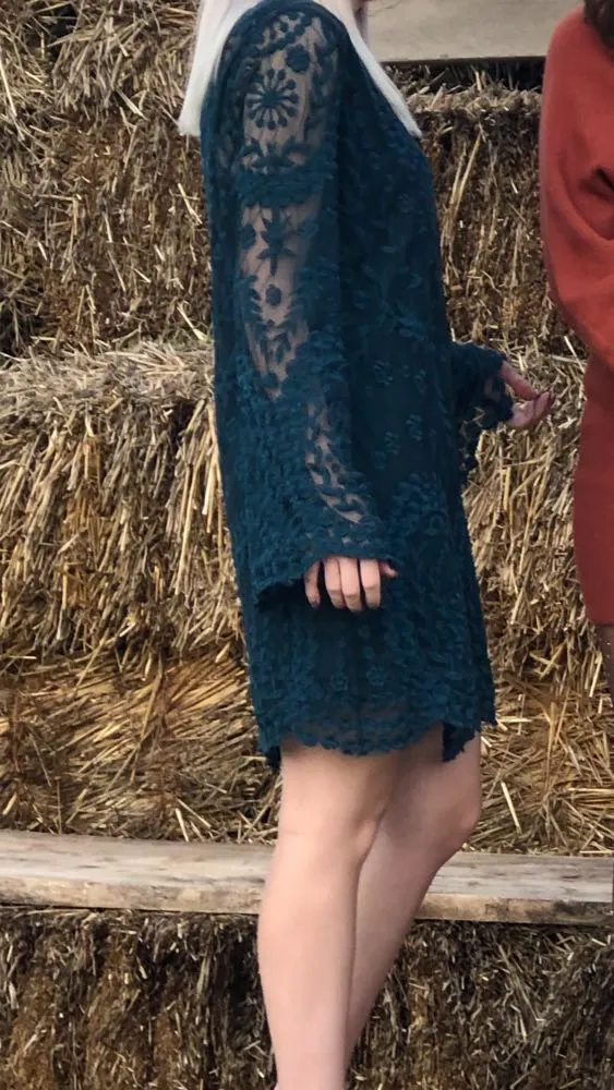 Dark Teal Lace Dress - Image 3