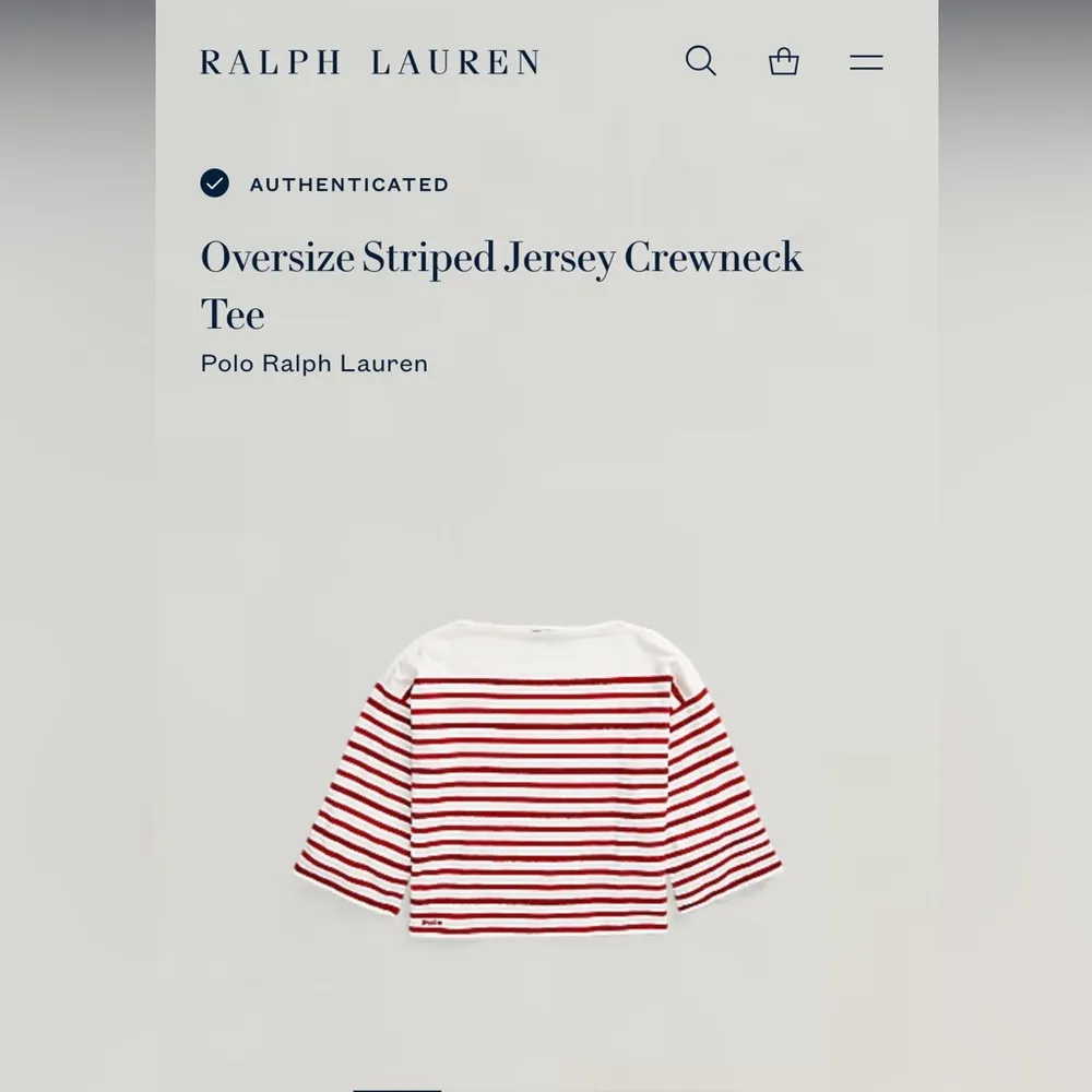 Polo Ralph Lauren Oversize Red/White Striped Jersey Crewneck Beaded Tee, Sz XL Red - Image 4