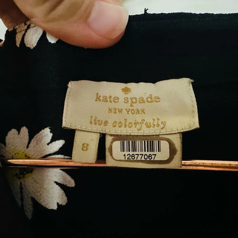 KATE SPADE Women's Black & White Daisy Dot Floral Button Front Romper Size 8 - Image 7