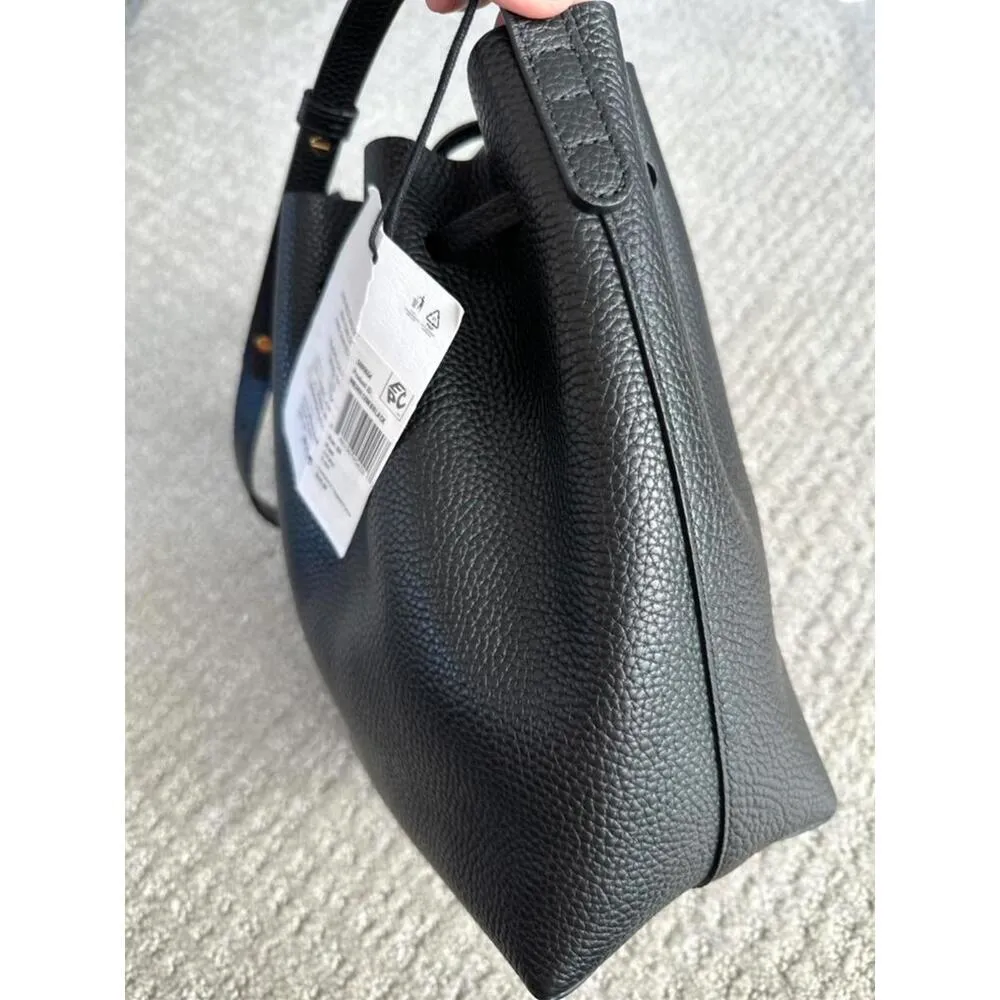 Mansur Gavriel Mini Soft Leather Drawstring Bucket Bag Black - Image 5