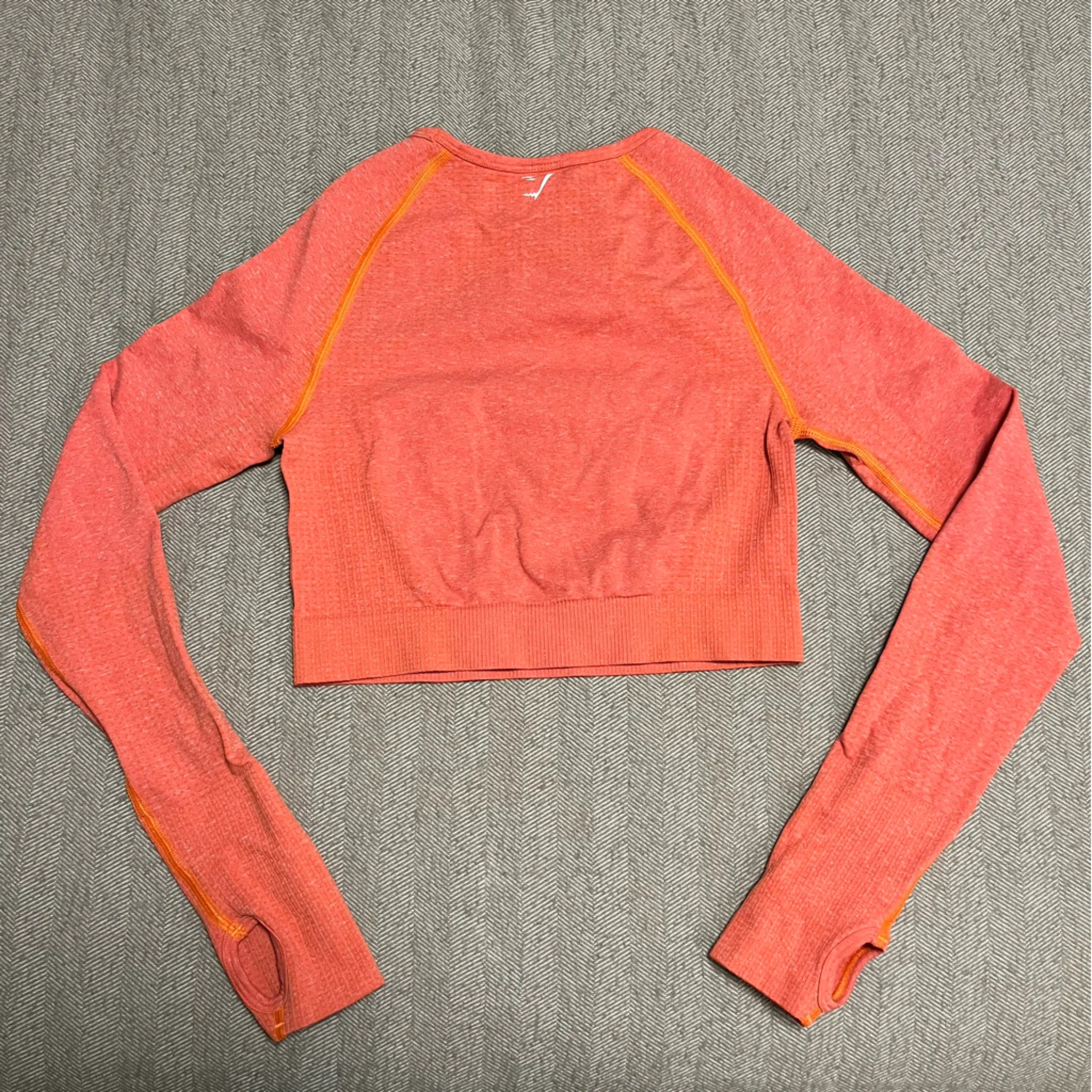 Gymshark Vital Seamless 2.0 Long Sleeve Crop Top in Orange Marl - Image 10