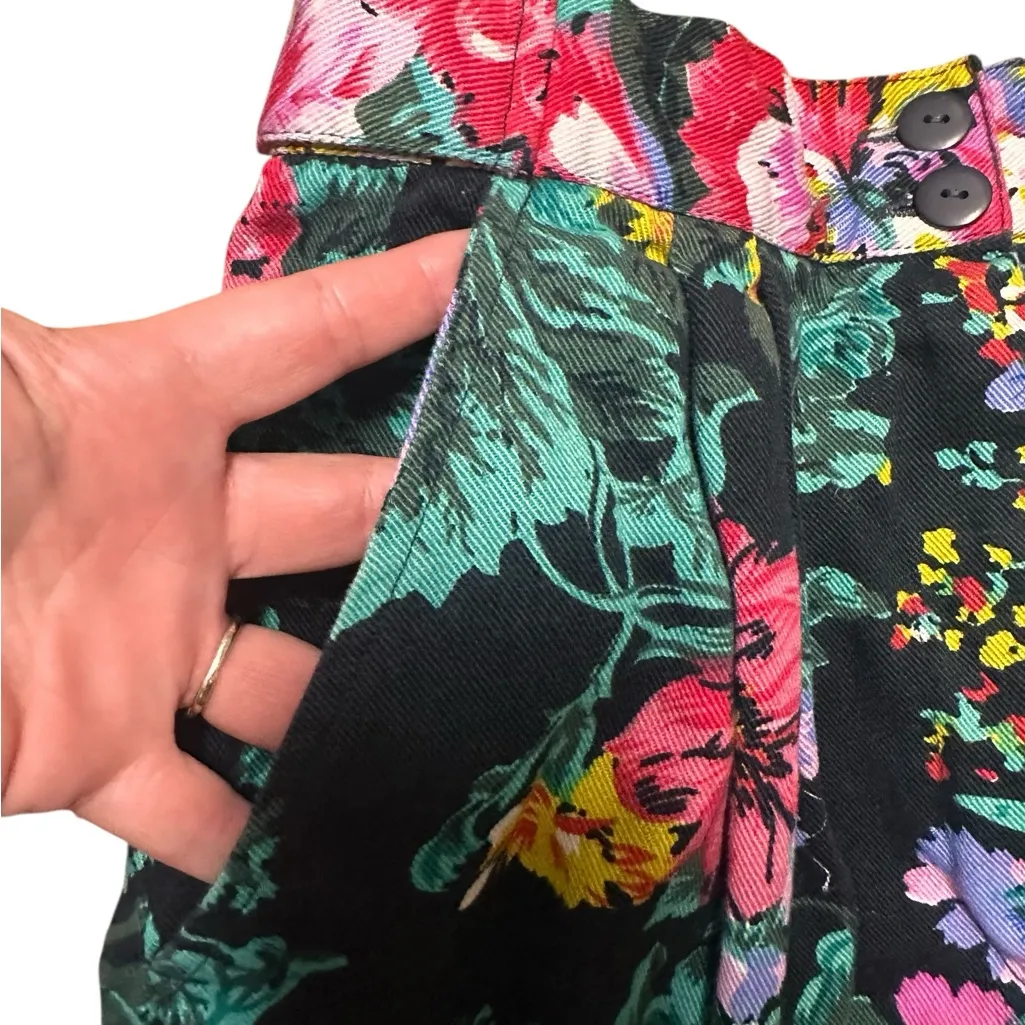 Vintage Casual Black Bright Floral Denim A - Image 4