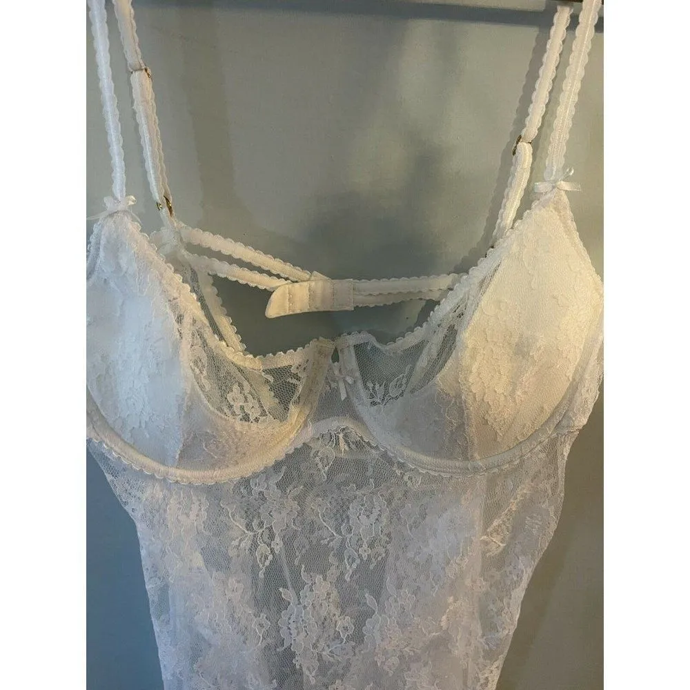 Victoria's Secret White Very Sexy Lace Babydoll Bra Cami Nightie VS Size Large - Image 6