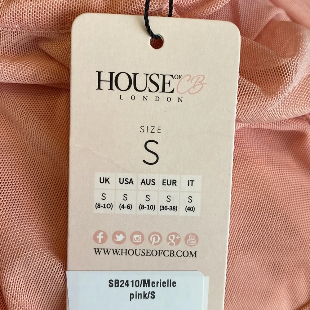 House of CB Merielle peach sleeveless shirred dress small - Image 6