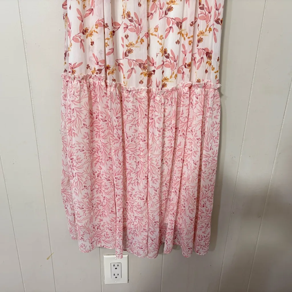Drew Naomi Pink Floral Tiered Maxi Dress Size S - Image 4