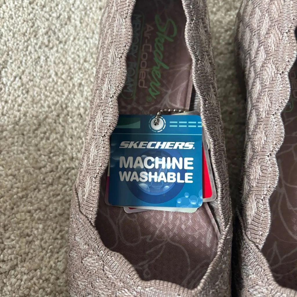 Skechers Air Cooled Memory Foam Cleo Ballet Flats Honeycomb Dark Taupe NWT - Image 7
