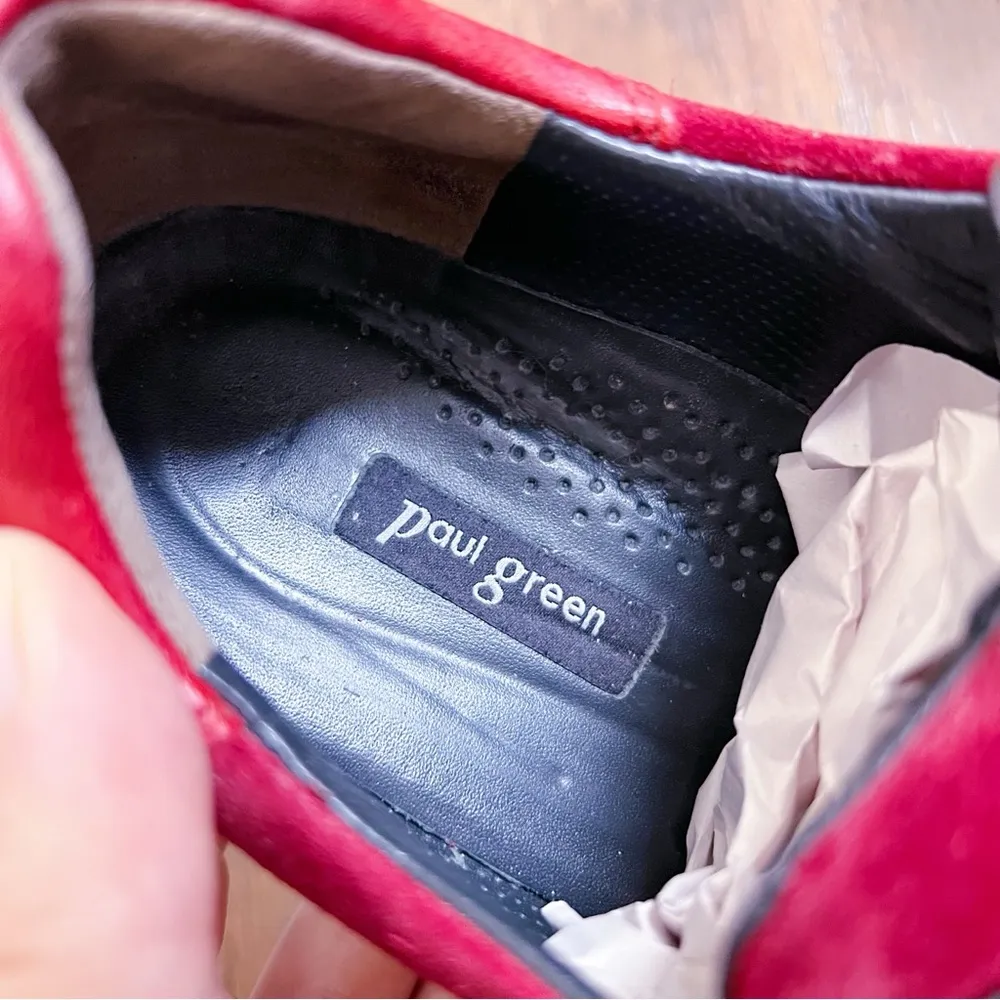 Paul Green • Sandy Sneaker red leather suede Super Soft trainer zip laceup - Image 4