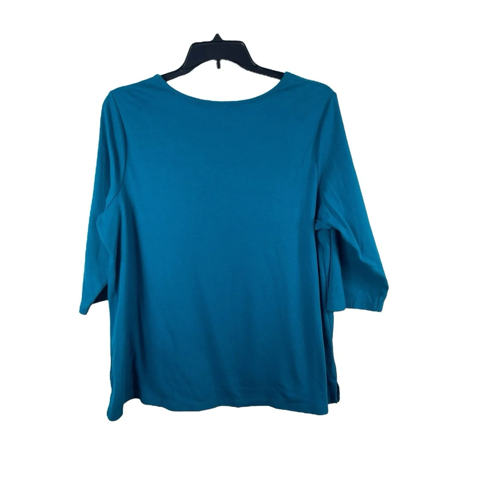Quacker Factory 1X Turquoise Blue Snowflake Embellished Top Holiday Winter - Image 4